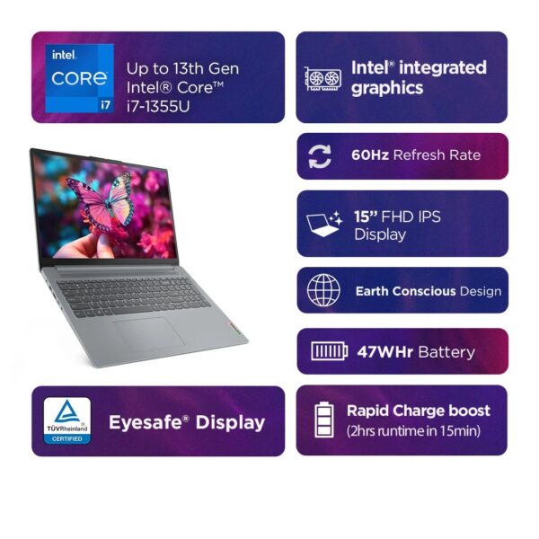 IdeaPad Slim 3i 13th Gen, 39.62cms - Intel i7 (Arctic Grey) - Image 7