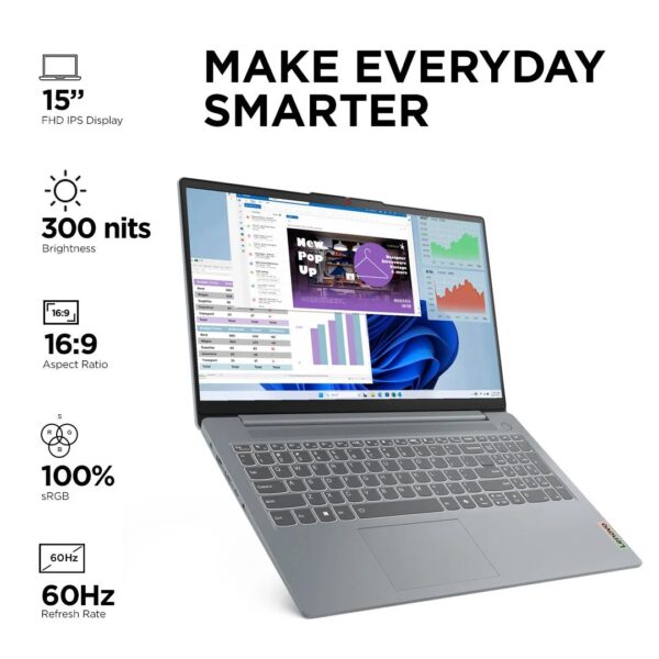 IdeaPad Slim 3i 13th Gen, 39.62cms - Intel i7 (Arctic Grey) - Image 6